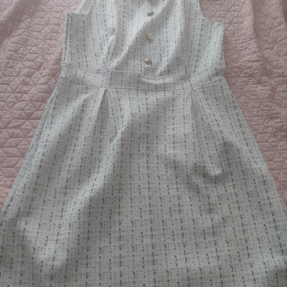 Enfocus Studio Light Gray Tweed-Pattern Midi Dress